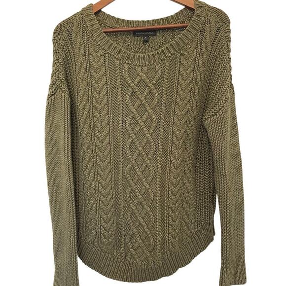 Banana Republic Women's Chunky Cable Knit Sweater Boat Neck Cotton Blend Medium - Picture 1 of 8